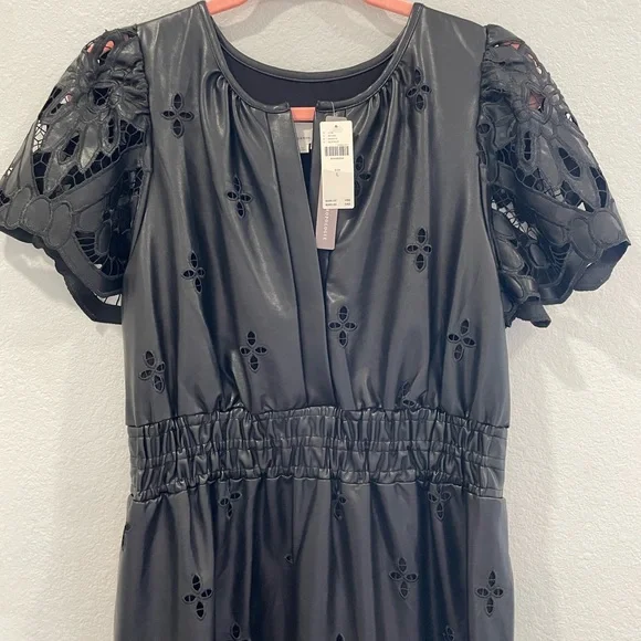 NWT Anthropologie The Somerset Maxi Dress: Faux Leather Embroidered Edition L - Picture 7 of 13